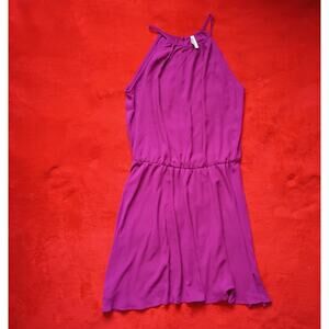 Purple Chiffon Blouson Sleeveless Ruffle Dress Women M Roper Chic Modern Elegant